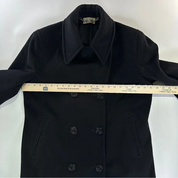 John Weitz Peacoat Wool Blend Nautical Black Vintage USA Large - Picture 12 of 13